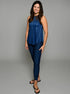 The Tie Back Tank - Blue Shibori / Blue Pinstripe